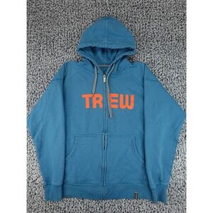 TREW Gear Heavyweight Zip Hoodie Mens Medium Blue Raglan Logo